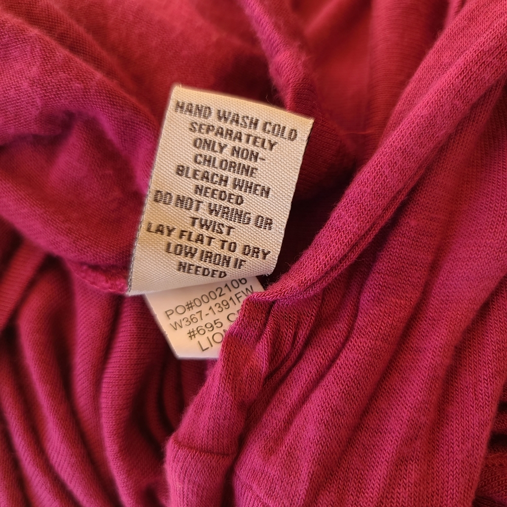 FEVER Raspberry Pink Faux Wrap Top 1X Draped Front Long Sleeve Knit Blouse - Picture 13 of 15